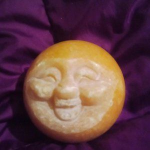 Smiley Face Man in the Moon  2 in Sunstone Crystal Sphere